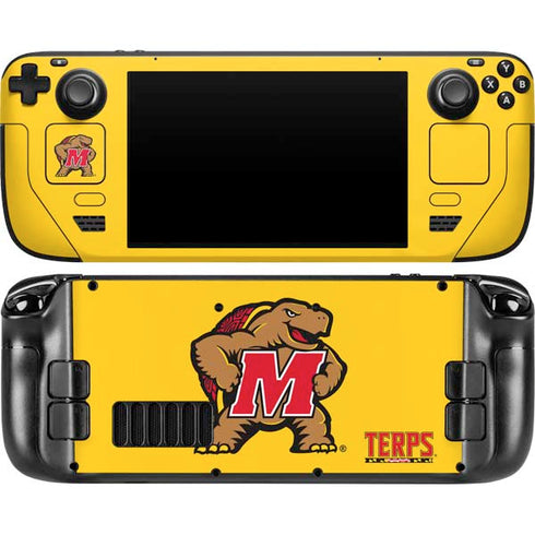 University of Maryland Terps Yellow Steam Deck Handheld Gaming Computer OLED Skin