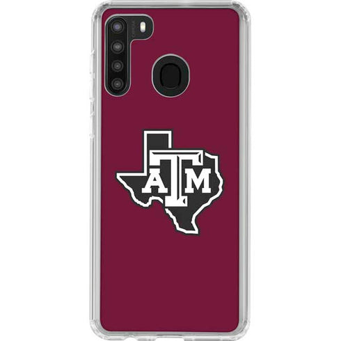Texas A&M University Black Logo Galaxy A21 Clear Case