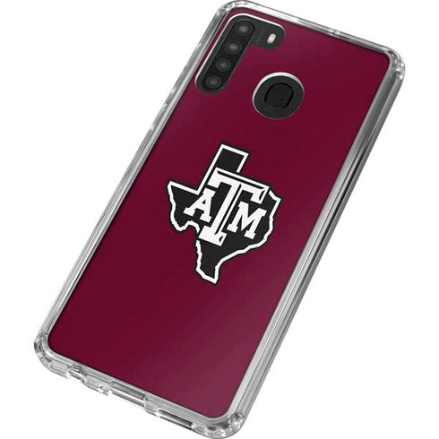 Texas A&M University Black Logo Galaxy A21 Clear Case