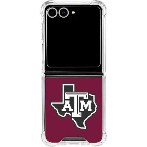 Texas A&M University Black Logo Galaxy Z Flip7 Clear Case