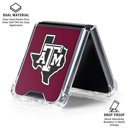 Texas A&M University Black Logo Galaxy Z Flip7 Clear Case