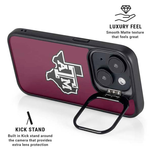 Texas A&M University Black Logo iPhone 15 Kickstand Case