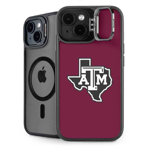 Texas A&M University Black Logo iPhone 15 Plus Kickstand Case