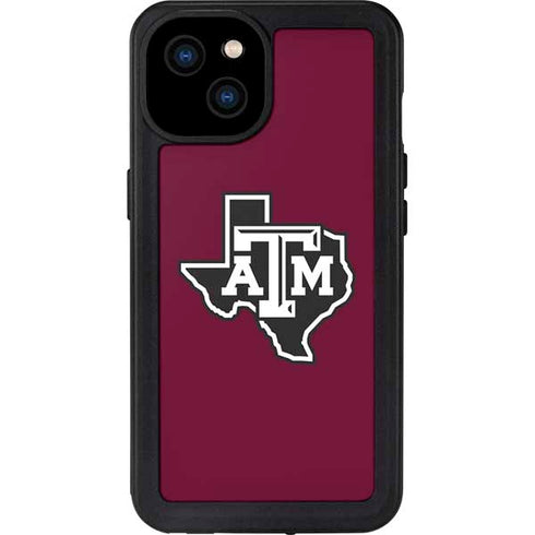 Texas A&M University Black Logo iPhone 15 Plus Waterproof Case
