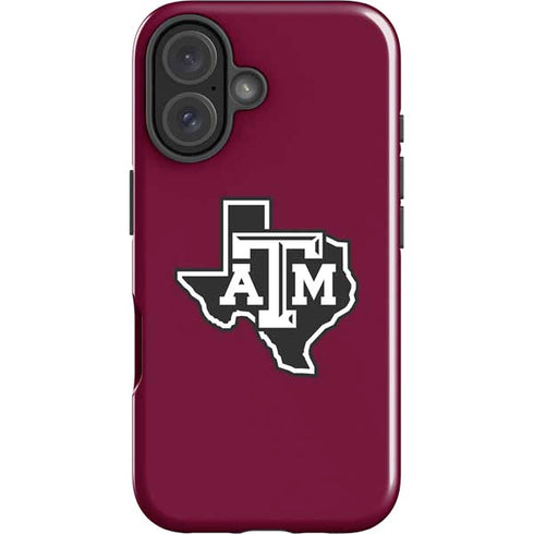 Texas A&M University Black Logo iPhone 16 Impact Case