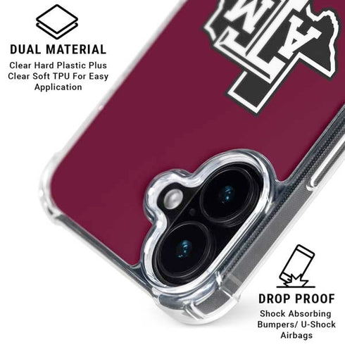 Texas A&M University Black Logo iPhone 16 Plus Clear Case