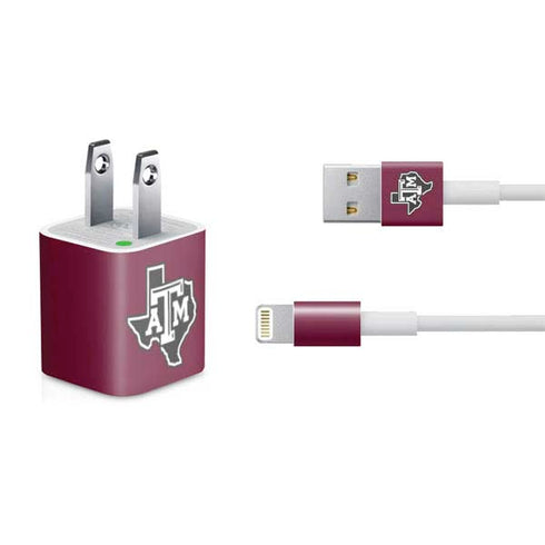 Texas A&M University Black Logo iPhone Charger (5W USB) Skin
