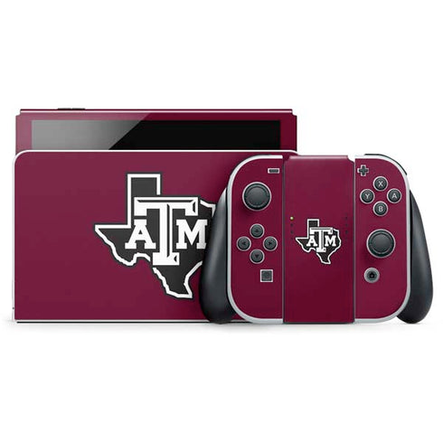 Texas A&M University Black Logo Nintendo Switch OLED (2021) Skin