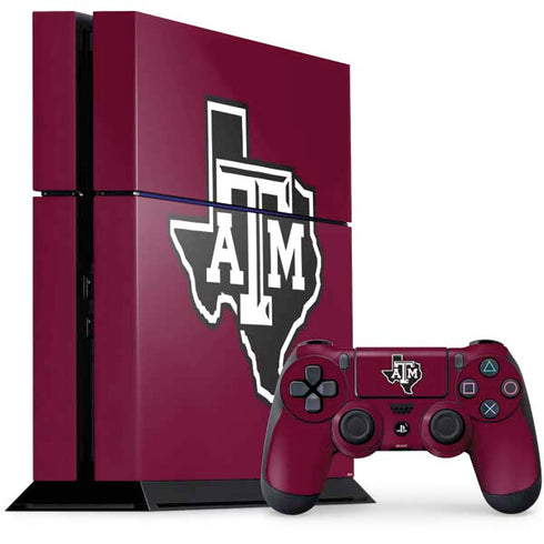 Texas A&M University Black Logo PS4 Console and Controller Bundle Skin