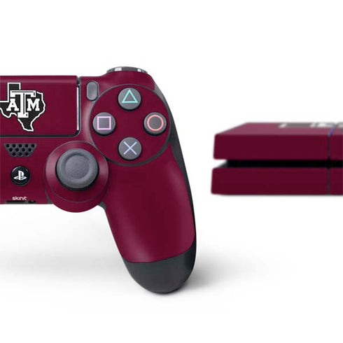 Texas A&M University Black Logo PS4 Console and Controller Bundle Skin