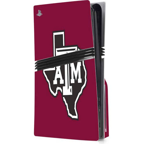 Texas A&M University Black Logo PS5 Pro Disk Console Skin