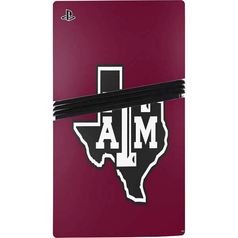 Texas A&M University Black Logo PS5 Pro Disk Console Skin