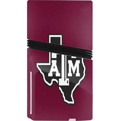 Texas A&M University Black Logo PS5 Pro Disk Console Skin