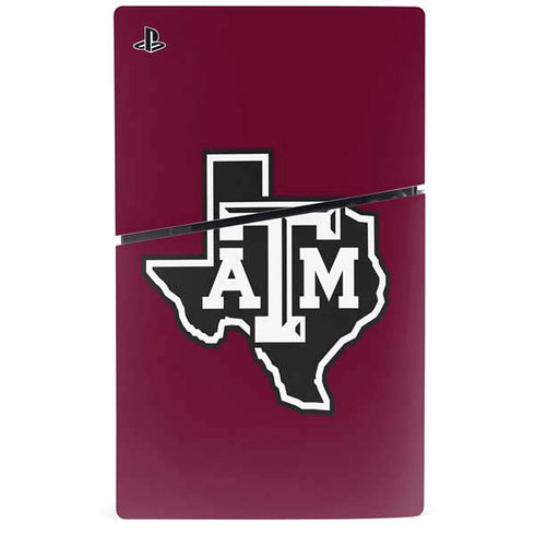 Texas A&M University Black Logo PS5 Slim Disk Bundle Skin