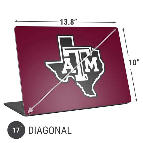 Texas A&M University Black Logo Universal Laptop 17in (13.8 x 10in) Skin