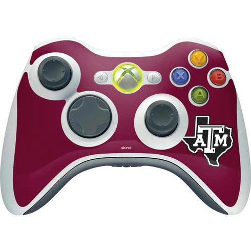 Texas A&M University Black Logo Xbox 360 Wireless Controller Skin
