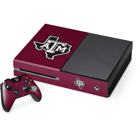 Texas A&M University Black Logo Xbox One Console and Controller Bundle Skin