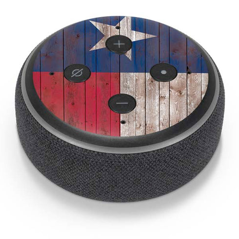 Texas Flag Dark Wood Amazon Echo Dot Skin