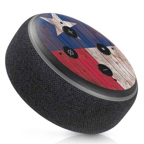Texas Flag Dark Wood Amazon Echo Dot Skin