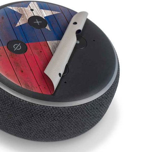 Texas Flag Dark Wood Amazon Echo Dot Skin