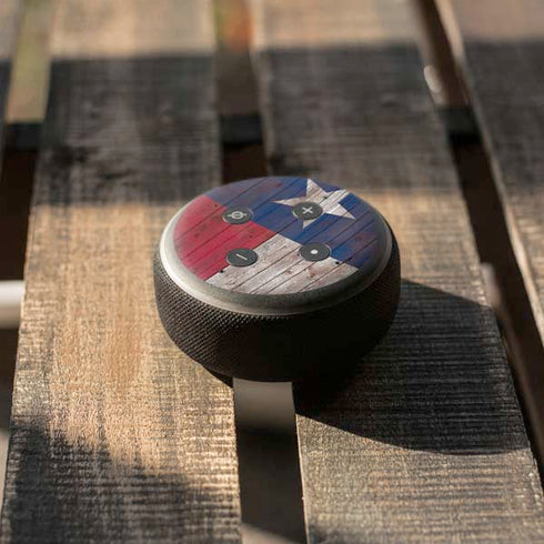 Texas Flag Dark Wood Amazon Echo Dot Skin