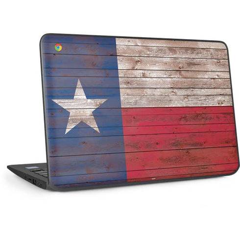 Texas Flag Dark Wood HP Chromebook Skin