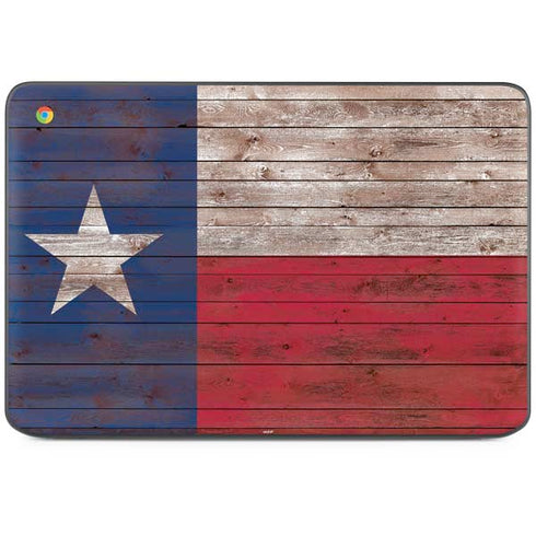 Texas Flag Dark Wood HP Chromebook Skin