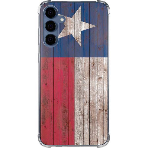 Texas Flag Dark Wood Galaxy A35 5G Clear Case