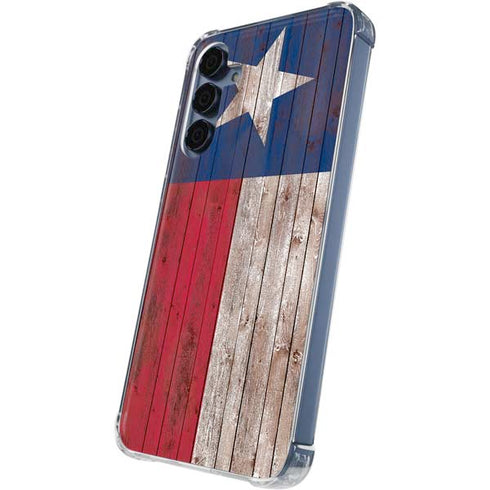 Texas Flag Dark Wood Galaxy A35 5G Clear Case