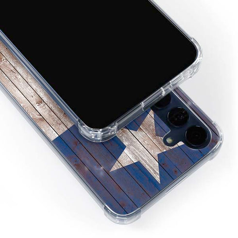 Texas Flag Dark Wood Galaxy A35 5G Clear Case
