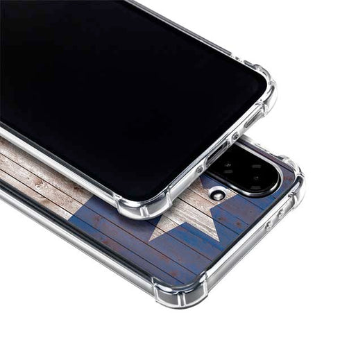 Texas Flag Dark Wood Galaxy A36 5G Clear Case