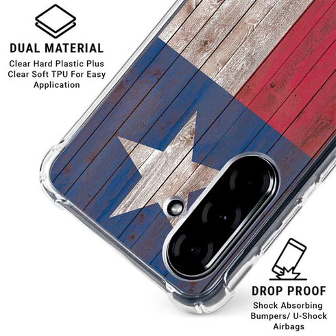 Texas Flag Dark Wood Galaxy A36 5G Clear Case