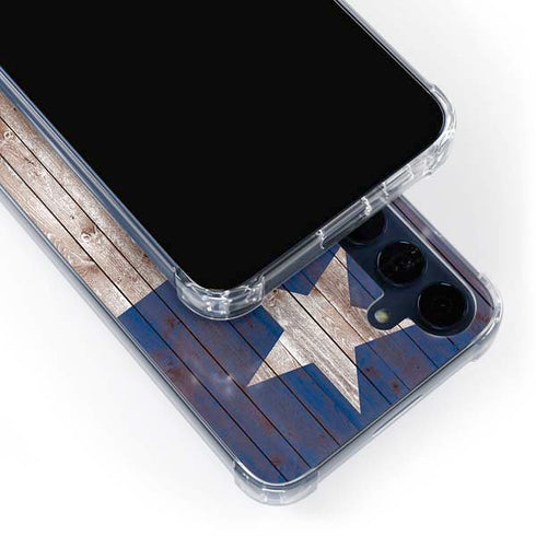 Texas Flag Dark Wood Galaxy A55 5G Clear Case