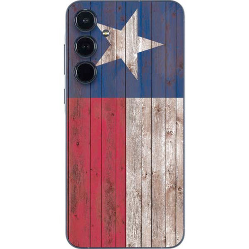 Texas Flag Dark Wood Galaxy A55 5G Skin