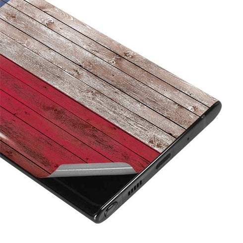Texas Flag Dark Wood Galaxy Note 10 Plus Skin