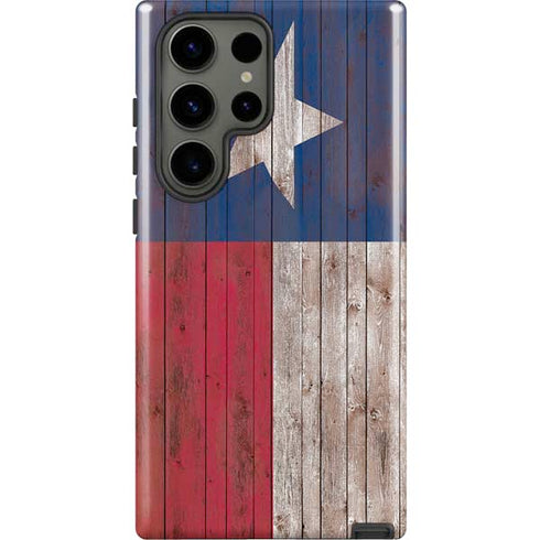 Texas Flag Dark Wood Galaxy S23 Ultra Pro Case