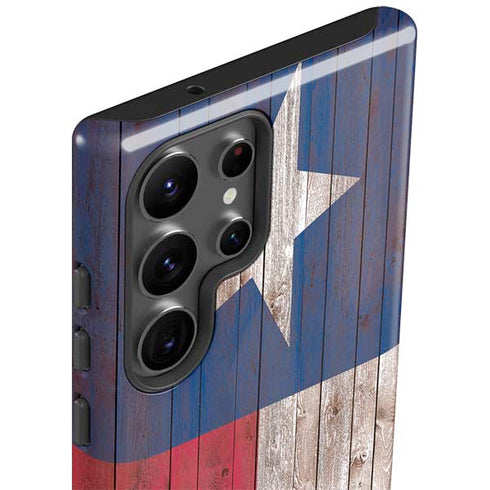 Texas Flag Dark Wood Galaxy S23 Ultra Pro Case