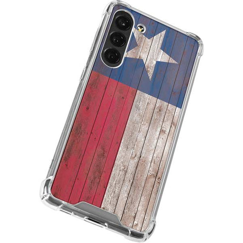 Texas Flag Dark Wood Galaxy S24 FE Clear Case