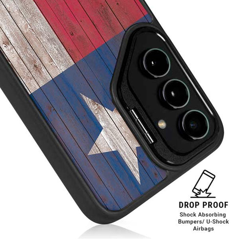 Texas Flag Dark Wood Galaxy S24 Kickstand Case
