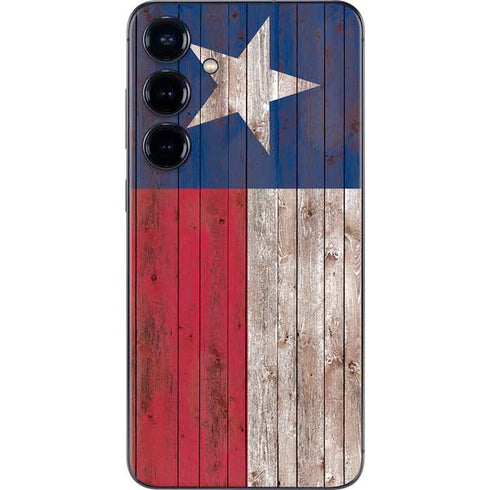 Texas Flag Dark Wood Galaxy S25 Plus Skin