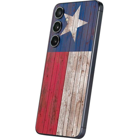 Texas Flag Dark Wood Galaxy S25 Skin