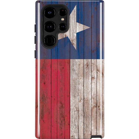 Texas Flag Dark Wood Galaxy S25 Ultra Impact Case