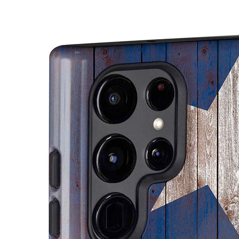 Texas Flag Dark Wood Galaxy S25 Ultra Impact Case