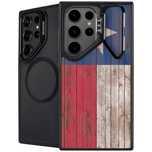 Texas Flag Dark Wood Galaxy S24 Ultra Kickstand Case