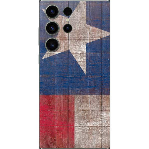 Texas Flag Dark Wood Galaxy S24 Ultra Skin