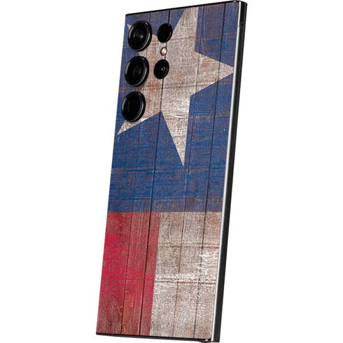 Texas Flag Dark Wood Galaxy S25 Ultra Skin