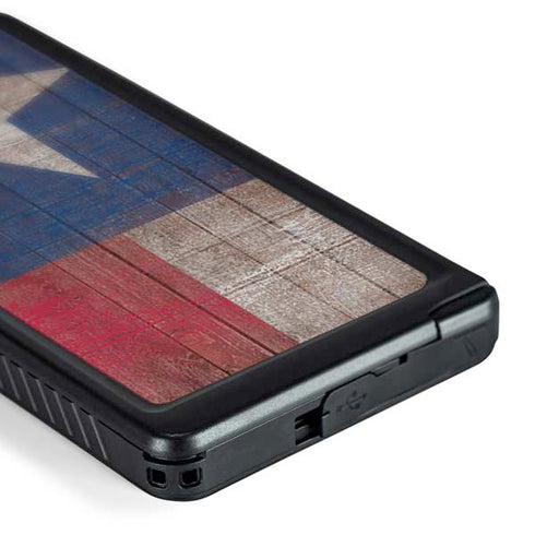 Texas Flag Dark Wood Galaxy S24 Ultra Waterproof Case