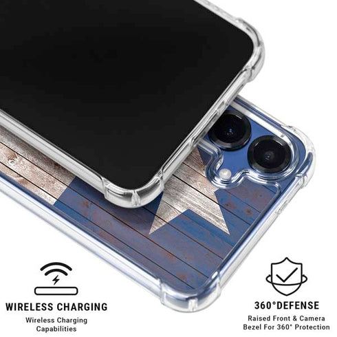 Texas Flag Dark Wood Galaxy S25 Clear Case