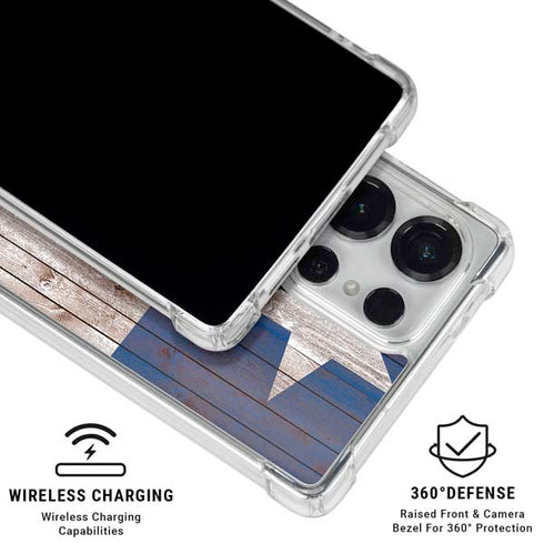 Texas Flag Dark Wood Galaxy S25 Ultra Clear Case