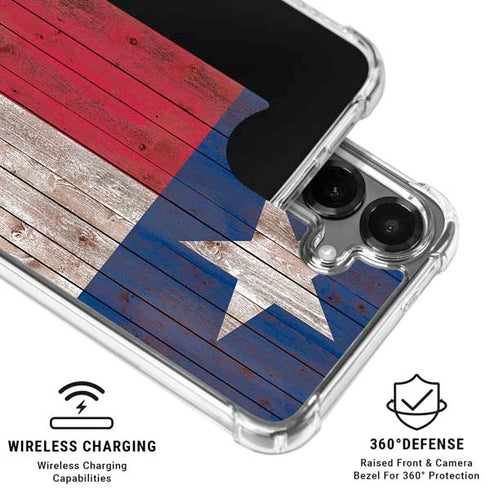 Texas Flag Dark Wood Galaxy S26 Plus Clear Case